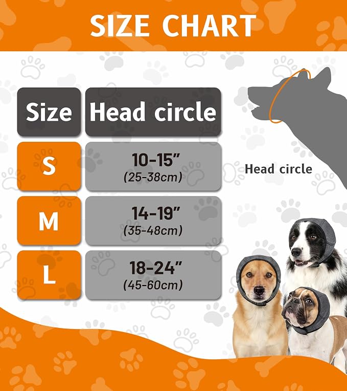 Dog Ear Covers, Noise Protection Dog Ear Muffs, Elastic Waterproof Ear Protector for Hematoma, Bathing, Drying, Swim& Noise Anxiety Relief (L-Head Size (18"~24"))