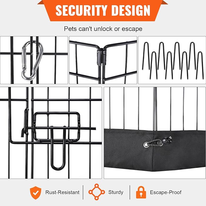 VEVOR Foldable Dog Exercise Pen, 24in 8 Panels, with Top Cover & Bottom Pad