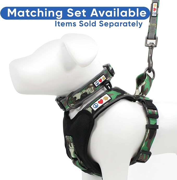Pawtitas Reflective Padded Dog Harness for X-Small Dogs – Adjustable Puppy Step-in Vest | Fits Chest 14–18 in | No Pull Training Harness | XS | Green Camouflage
