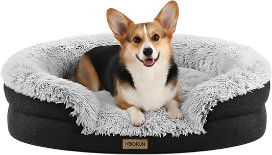 Fluffy Orthopedic Calming Plush Sofa Bed for Dogs &amp; Cats - Small &amp; Medium, 35in, Gray