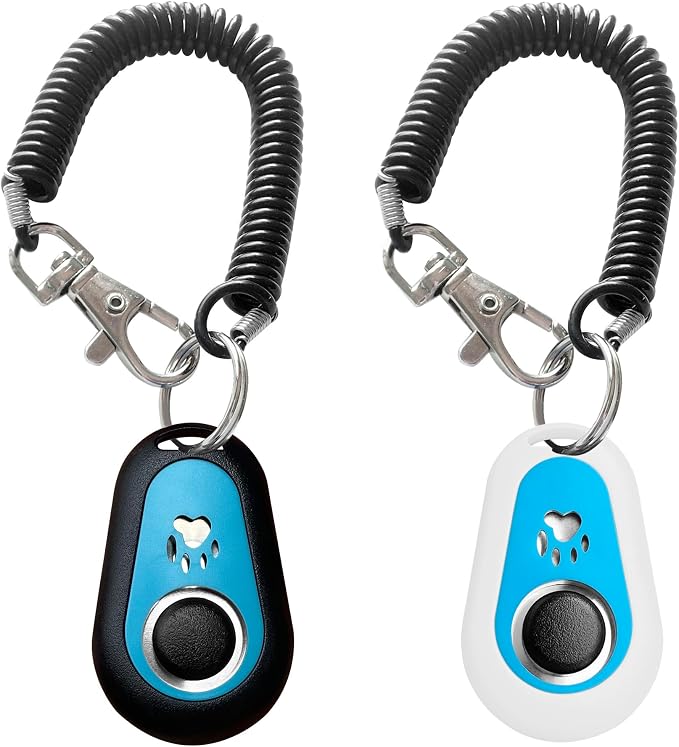 Pet Training Clicker with Strap, Black & White
