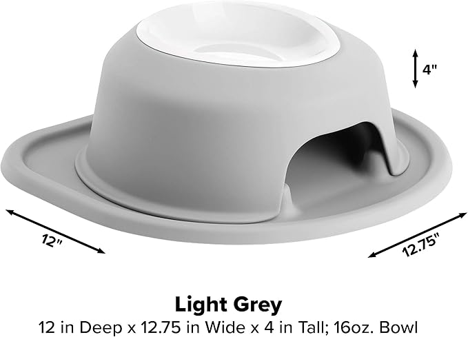 WeatherTech Single High Pet Feeding System w/Plastic Dog/Cat Bowls - 4" High Stand Light Grey (PSH1604LGLG)