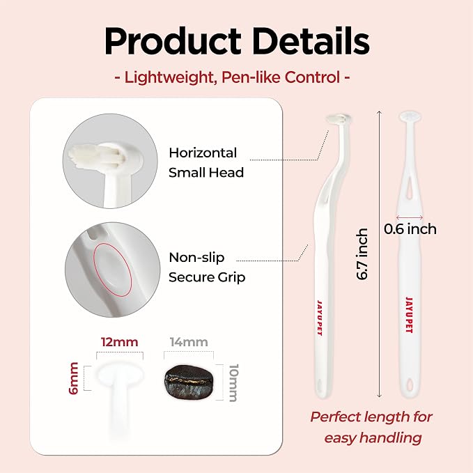 JAYU PET Dental Care Brush, Soft Bristles, 3ea | Dog Toothbrush, Cat Toothbrush, For Kitten and Small Dogs, Removes Old Plaque and Tartar, Easy Cleaning