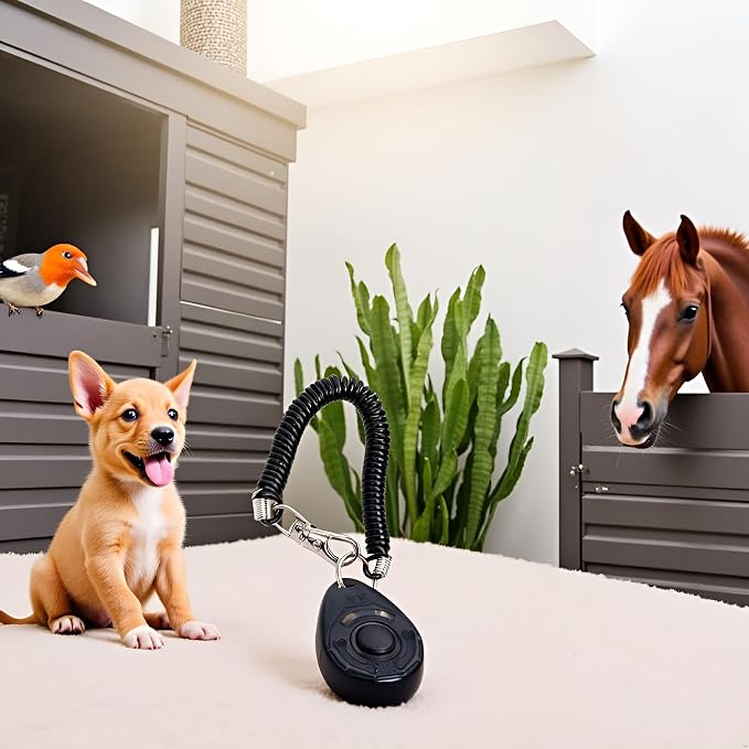 Black Dog Training Clicker with Wrist Strap Resistant Lightweight Pet Training Clicker for Cats Puppy Birds Horses Perfect for Behavioral Training Training Clickers