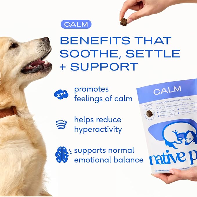 Native Pet Dog Calming Chews (60 Count) & Yak Chews for Dogs (5 Small, Melatonin, 60-Pack, 60 Count