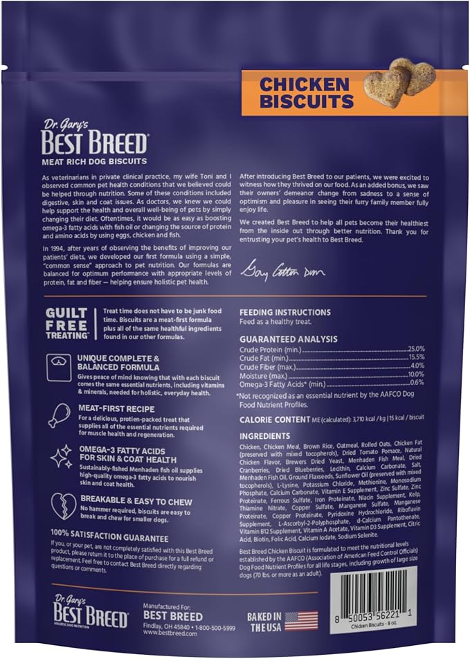 Best Breed Dr. Gary's Chicken Biscuits [Made in USA Treats] - 8 oz. (Pack of 2)