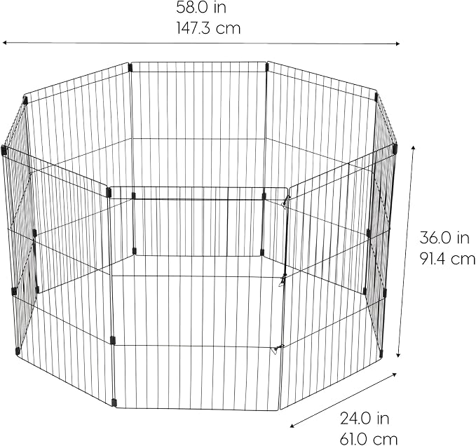 IRIS USA 36" 8-Panel Metal Pet Dog Puppy Playpen, Indoor/Outdoor Dog Fence, 58 x 58 x 36, Foldable, Customizable, Black