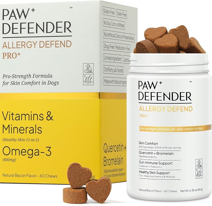 Dog Allergy Chews, Dog multivitamin Itching Skin Relief, Anti Itch,60 Chews