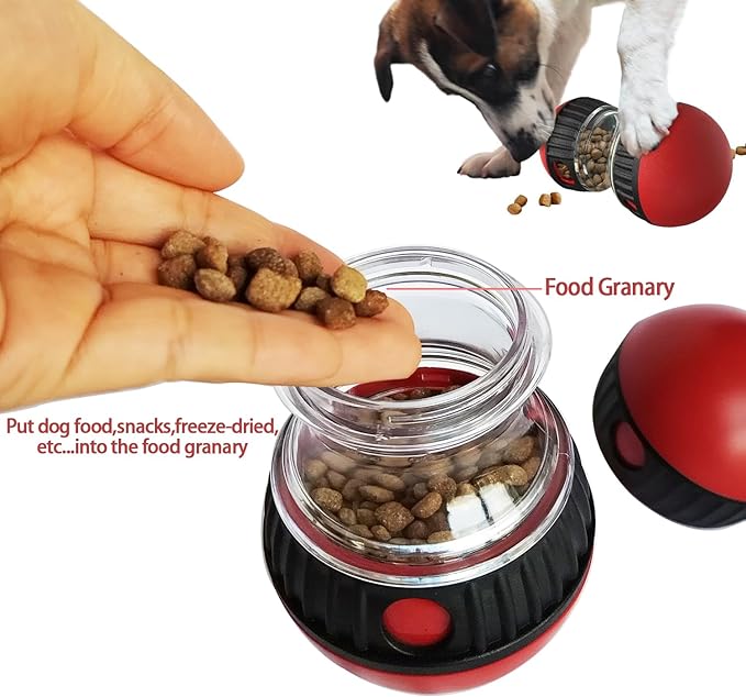 Dog Food Puzzle Toys, Adjustable Dog Treat Dispensing Dogs Toys, Interactive Chase Slow Feeder for Boredom and Stimulating, IQ Training for Medium/Large Dogs