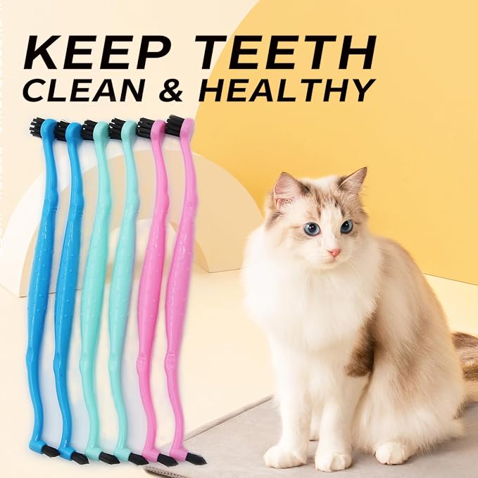 Dual Sided Cat Toothbrush Dog Toothbrush Finger Brush Micro Head to fit into Small to Large Dogs & Cats (Black, Small)