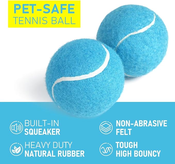 PrimePets Tennis Balls for Dogs 6 Pack 2.5”, Durable Dog Toys for Training, Fetch & Outdoor Play, Squeaky Balls for Dogs Small and Medium with High Bounce, Interactive Pet Fetch Ball