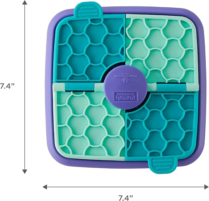 Outward Hound by Nina Ottosson Lick N’ Flip 3-in-1 Interactive Dog Puzzle Toy, Lick Mat & Slow Feeder – Calming Enrichment for Small & Medium Dogs, Holds 1 Cup of Wet of Dry Food, 7.4 in x 7.4 in