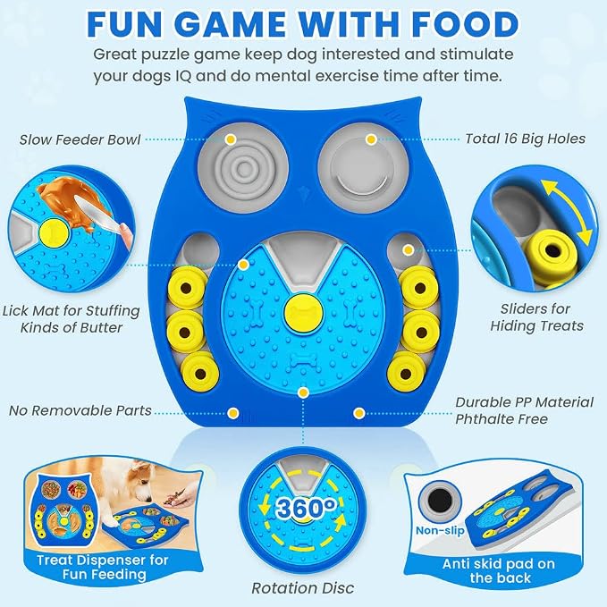 Joansan Dog Puzzle Toy, Enrichment Toy Treat Dispenser for IQ Stimulation | Lick-mat, Food Reward Puzzle Game Keeps Dogs Busy, Mental Stimulation to Reduce Anxiety for Puppies Dogs Cats