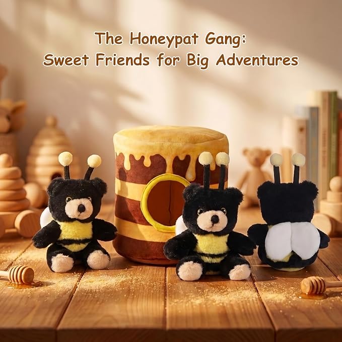 Hollypet Squeaky Hide and Seek Dog Toys for Small and Medium, Honey Pot | Interactive Plush Stuffed Dog Squeak Toys for Small Medium Sized Dogs and Non-Aggressive Chewers, Puppy Teeth Clean Chew Toys