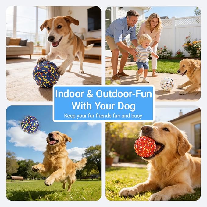 Mankoda Durable Dog Toy Ball, 5" Big Ball for Aggressive Chewers - White | Hollow Design, Bouncing & Lightweight, ETPU Non-Toxic Chewing, Built-in Bell, Dog Herding Toy for Medium / Large Dogs