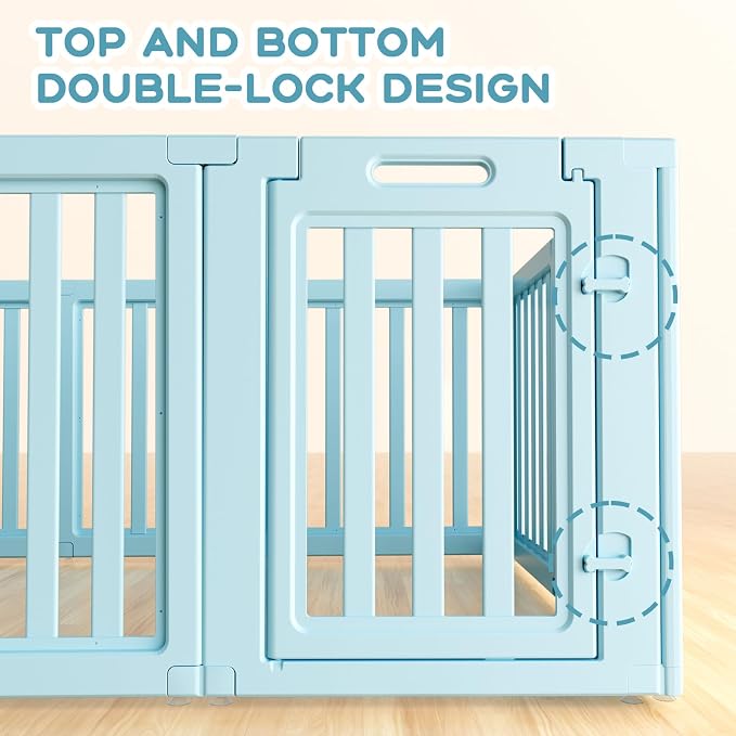 Dog Playpen, Clear Dog Pen, Dog Pen Indoor, Easy to Install and Remove Dog Play Pen, Puppy Playpen Suitable for Dogs, Cats,Dog Playpen Indoor (Blue, 30.3 inch Height, 10 Panels)