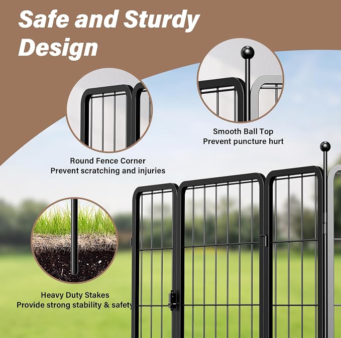 YSSOA Dog Playpen, 24in 8 Panels, Black