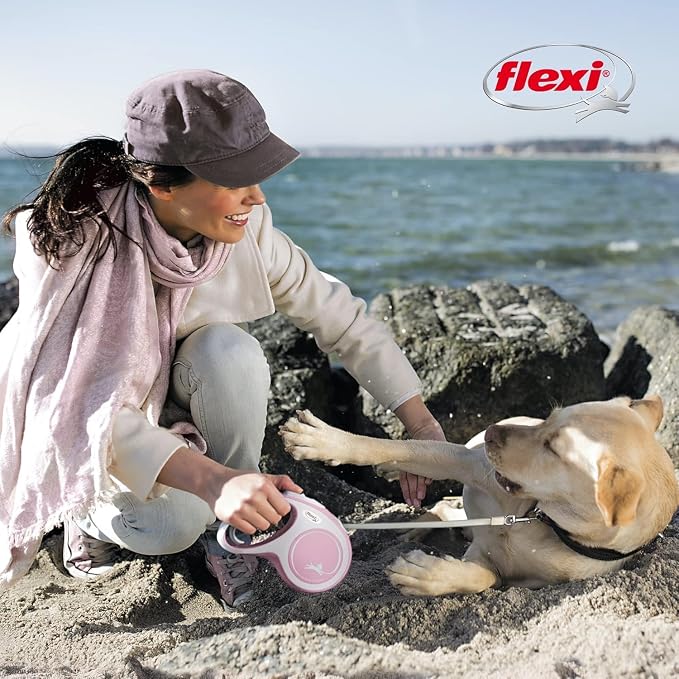 FLEXI® Comfort Tape Retractable Dog Leash, Small, 10 ft - Pink/Rose | German engineered, original flexi leash, durable quality for dogs up to 26 lbs, tangle-free, walking, reliable brake system