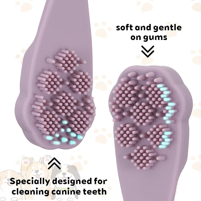 4 Pack Dog Finger Toothbrush Small Breed, Silicone Dog and Cat Finger Toothbrush Kit Food Grade, Easily Clean Teeth Dirt