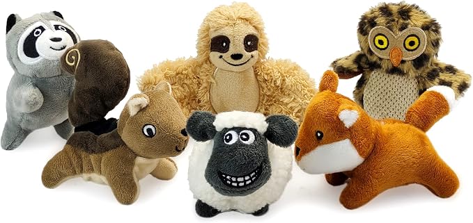 Hide and Seek Dog Puzzle Puppy Toys, Interactive Squeaky Plush, Stuffed Toys for Dogs (Sloth Squirrel Raccoon owl Fox Sheep)