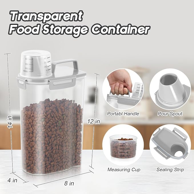 Dog Food Storage Container, Large, Light gray