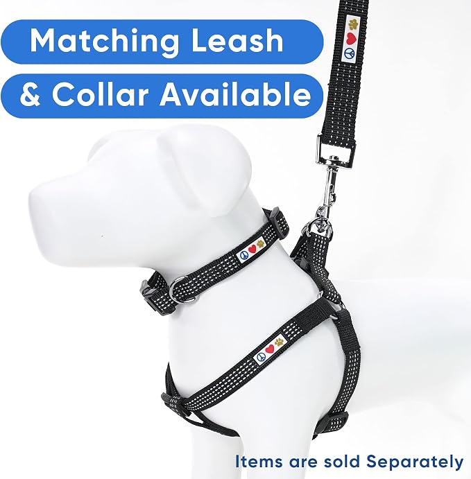 Pawtitas Reflective Step-in Dog Harness – Adjustable No-Pull Vest for Puppies to Seniors, Safe & Comfortable, M Black