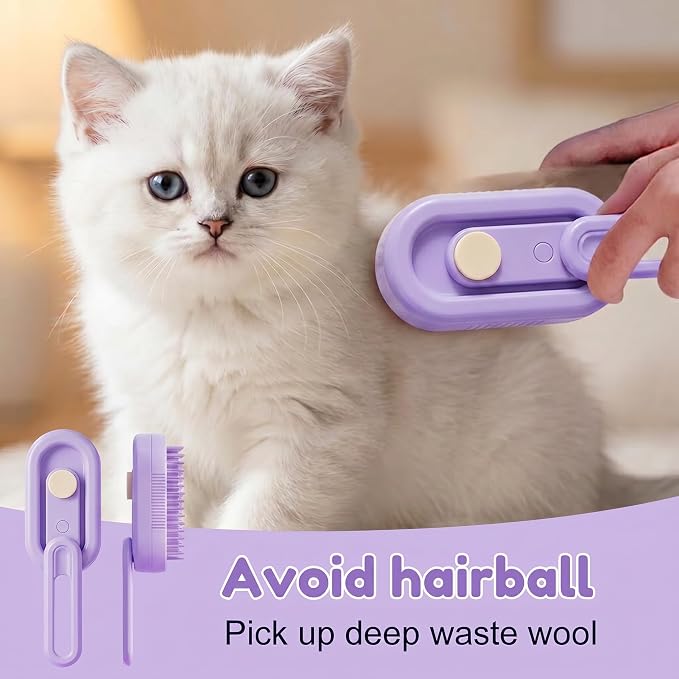 2026 Upgraded 3-in-1 Cat Steam Brush, Rechargeable Steamy Pet Grooming Brush for Shedding, Multifunctional Pet Hair Remover with Steam for Pet Massage & Deep Cleaning-Multicolor