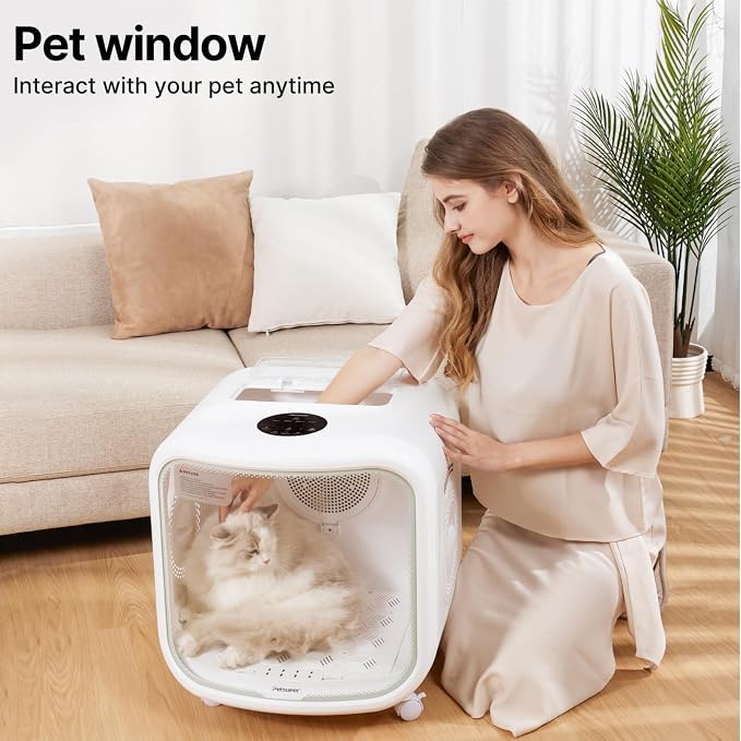 75L Large Automatic Pet Dryer Box for Cats & Small Dogs - App-Controlled, Ultra-Quiet Hands-Free Drying with Smart Safe Temperature & Overheat Protection - Ideal for Multi-Pet Homes