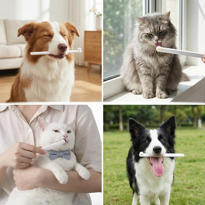 Styquenzer 5 PCS Pet Toothbrush for Cats and Dogs, 360 Degree Ultra Soft Bristle Puppy Tooth Brush Kit, Ergonomic Pet Toothbrush for Deep Cleaning Dental Care, Gentle on Gums for Kitten Small Dogs
