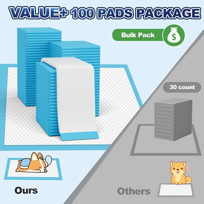Puppy Pads XL 100 Count, Dog Pee Pads Extra Large, 34"x28" Pee Pads for Dogs, X-Large Disposable Dog Training Pads Super Absorbent&Leak-Proof, Incontinent Potty Piddle Pads for Doggy, Pet Supplies