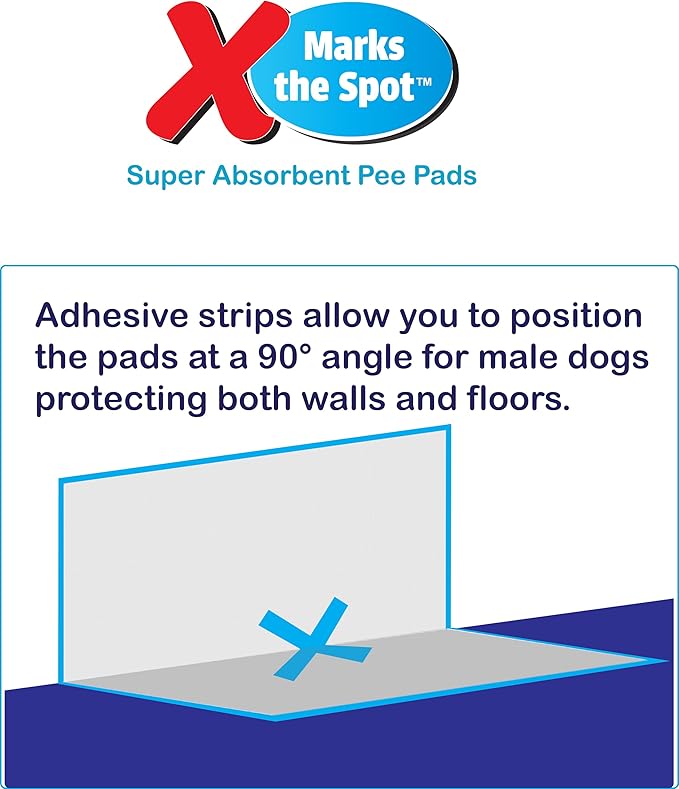 SPOT X Marks The Spot Puppy Training Pads – Extra Absorbent, Leak-Proof Dog Pee Pads with Adhesive Strips and Pheromones, Odor Control, 5-Layer Protection, 22 x 22 in, 100-Count