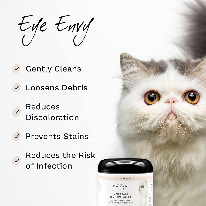 Eye Envy Tear Stain Wipes for Cats, 60 Count