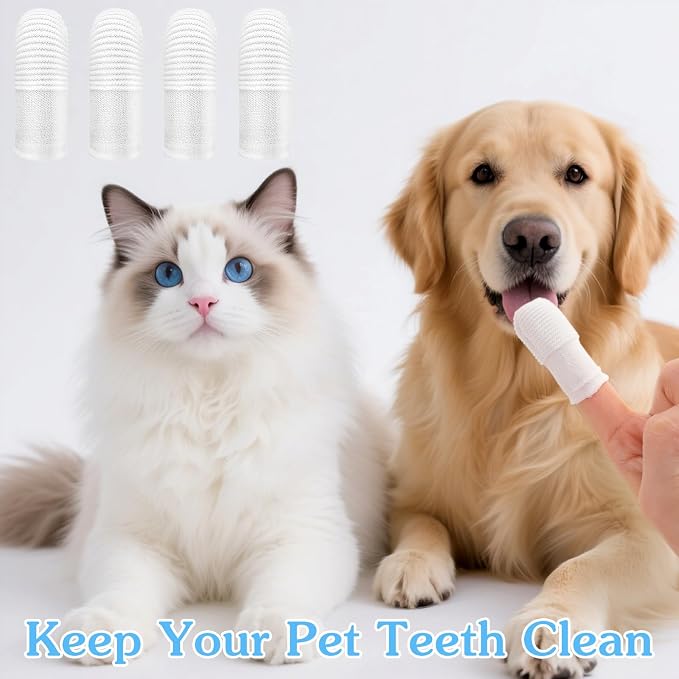 CIATBYYJ 30Pcs Dog Toothbrush Finger, Soft Fabric Finger Toothbrush for Dogs Cats, Washable & Reusable Cat Teeth Cleaning Wipes Toothbrushes Fingers Dental Wipes Care Remove Stain