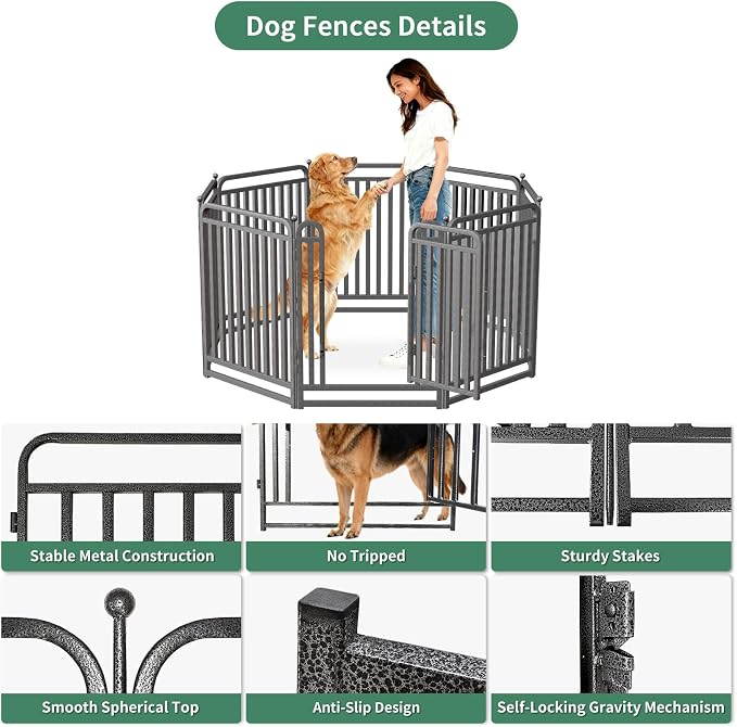 Dog Playpen Outdoor, 40in, 24 Panels, Heavy Duty, Rust Resistant
