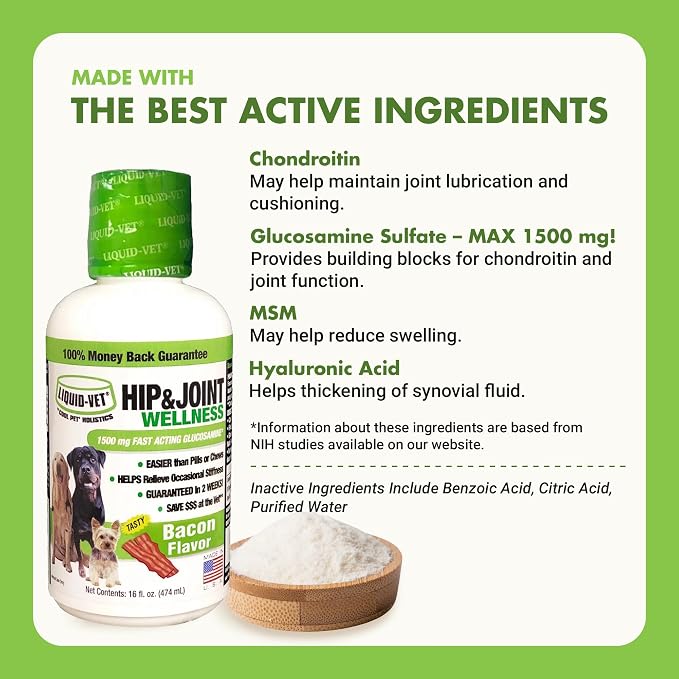 LIQUID-VET K9 Hip & Joint Formula, Bacon Flavor, 16oz