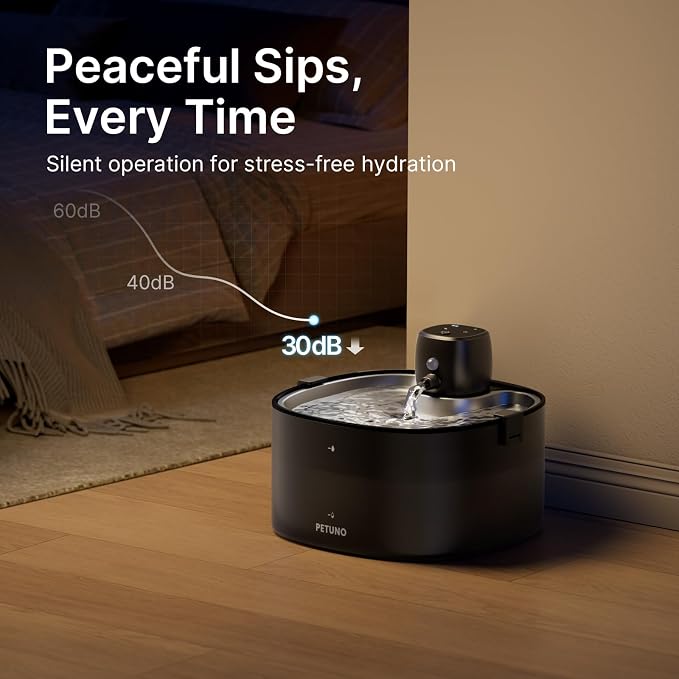 Wireless Cat Water Fountain, Cat Fountain Battery Operated 4000mAh, 78oz/2.3L Pet Water Fountain Cordless with Motion Sensor & Stainless Steel Tray, Quiet Pump & Locking Lid, with 6 Filters