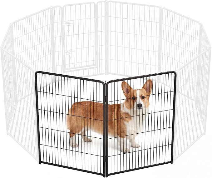 DUMOS Dog Playpen Indoor/Outdoor, Metal, 40in, 2 Panels, Foldable with Door