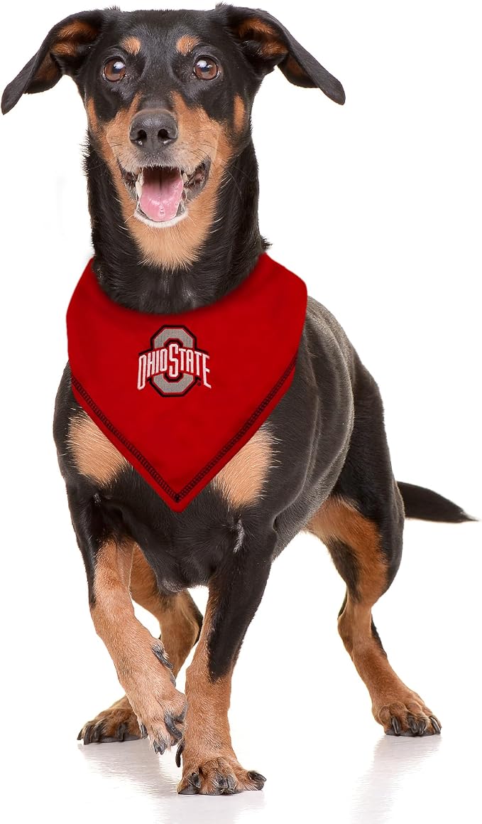 Pets First NCAA Ohio State Buckeyes Tie Bandana, Small/Medium. Dog Bandana Scarf Bib for Pet Cat Dog. The Ultimate Game-Day, Party Bandana (OH-3550-S-M)