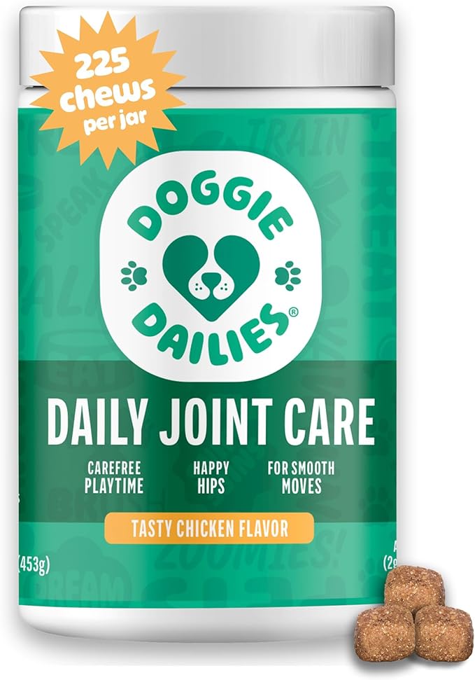 Doggie Dailies Hip & Joint Chews for Dogs, Chicken, All Breeds, 225 Count