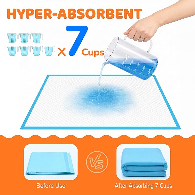 100 Pack Puppy Pads Extra Large 28"x34", Super Absorbent Pee Pads for Dogs, Leak-Proof & Quick-Dry, Disposable Wee Wee Pads for Dogs