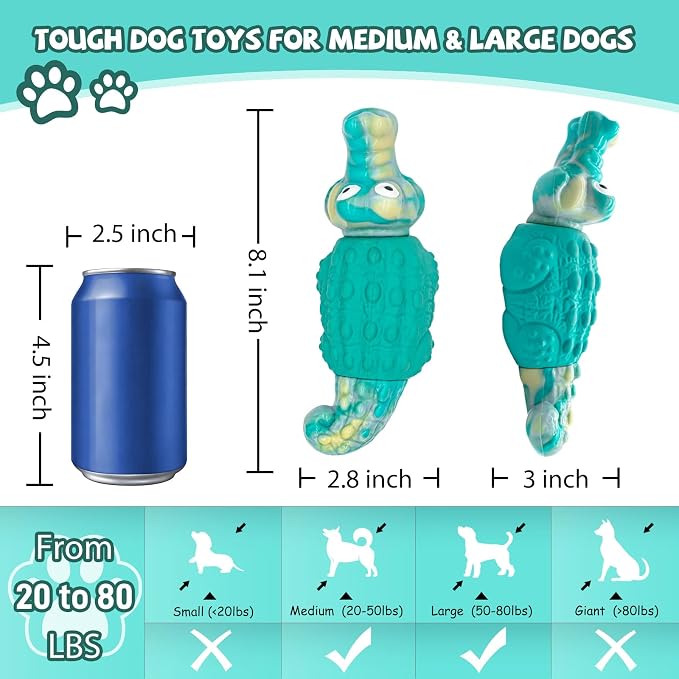 WinTour Tough Dog Toys for Large Dogs, Indestructible Dog Toy for Aggressive Chewers with Squeaky, Durable Chew Toys to Keep Them Busy for Medium and Large Breeds, Interactive Heavy Duty Bones