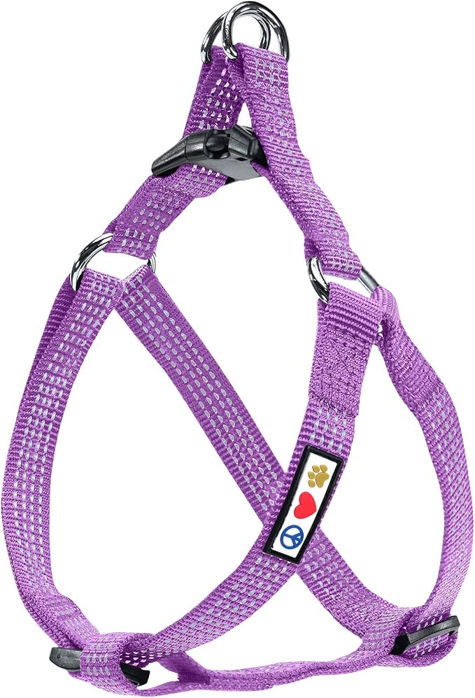 Pawtitas Reflective Step-in Dog Harness – Adjustable No-Pull Vest for Puppies to Seniors, Safe & Comfortable, L Orchid