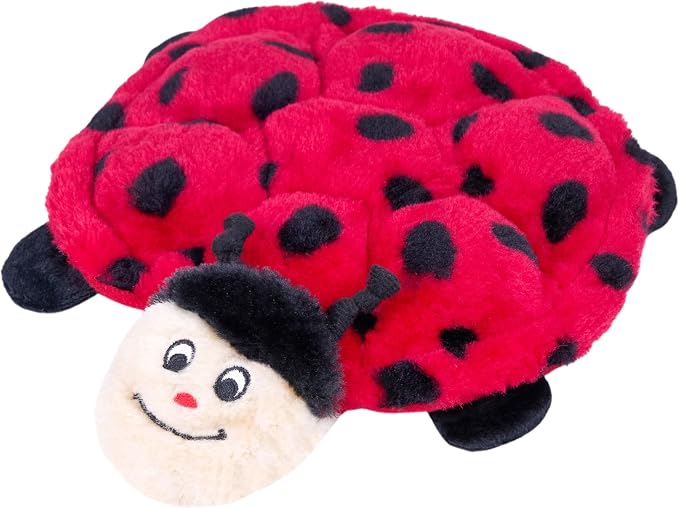 ZippyPaws Squeakie Crawler No Stuffing Dog Toy to Keep Them Busy - 10" | For Small, Medium, & Large Dogs, Squeaky Pet Toy for Boredom, Soft Plush Puppy Products, Betsey the Ladybug