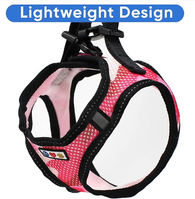 Pawtitas Dog Vest Harness Made with Breathable Air Mesh | All Weather Vest Harness for Medium Puppies and Extra Large Cats with Quick-Release Buckle - Medium Pink Camo Mesh Dog Harness