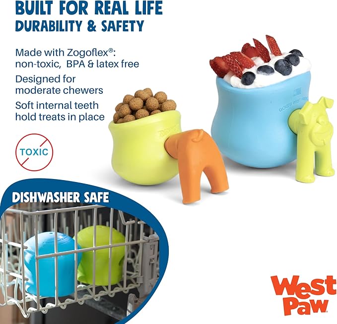 WEST PAW Zogoflex Toppl Interactive Treat Dispensing Puzzle Dog Toy for Mental Stimulation & Enrichment-Holds Kibble & Treats-Lickable, Freezable & Dishwasher Safe-Made in USA-XL-Clover Green