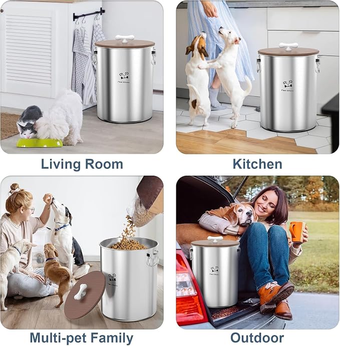 Paw Libero 2PK 25 Lbs total 50 Lbs Stainless Steel Dog Food Storage Container, 25 Lbs, Stainless Steel