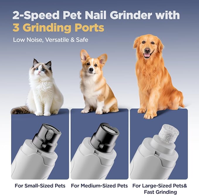 YGGDRA Dog Nail Grinder Upgraded, 2-Speed with LED Lights