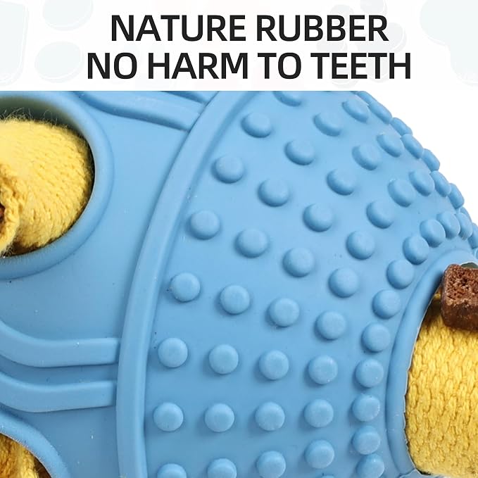 Interactive Dog Toy, Food Dispensing Puzzle Toy for Boredom Relief (Blue) | Designed with a Textured Rubber Surface and Multiple Openings for Treats or Kibble, Training Activities and Chew