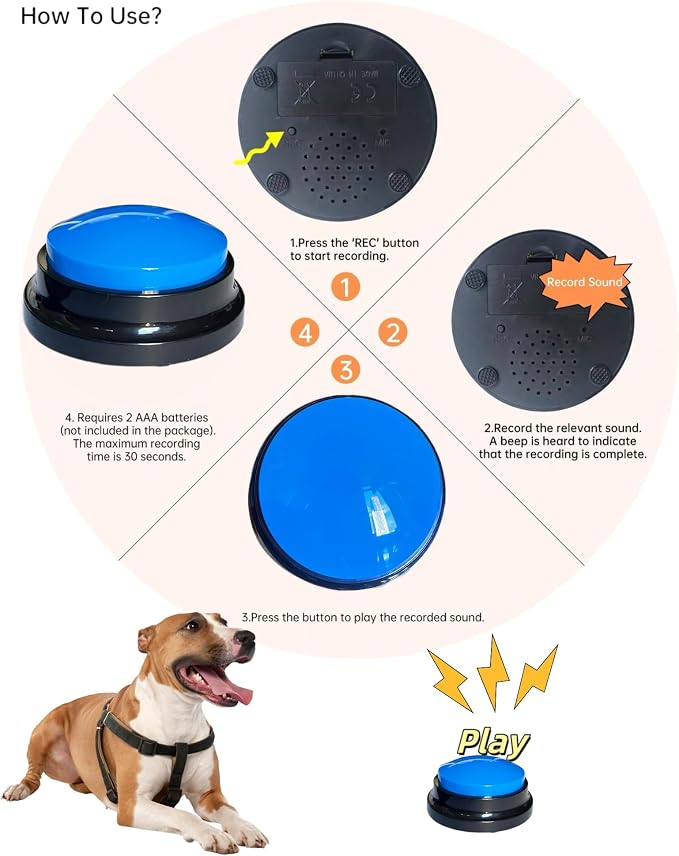 Dog Talk Buttons Voice Recording Button, Midnight Blue