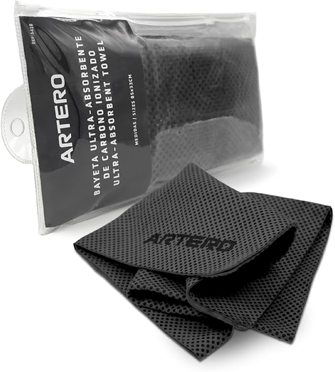 Artero Samba. Ionized Carbon Ultra-Absorbent Towel. Capable of reducing Drying time by 50%.
